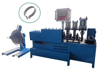 Automātiska cauruļu skavu uzmavu izgatavošanas mašīna